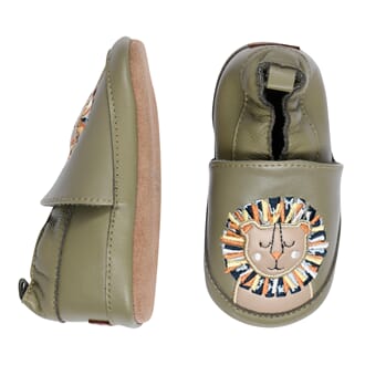 Leather Slippers Lion safari green - MP