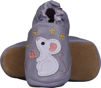 Leather shoe - Mouse w. heart dark syren - Melton