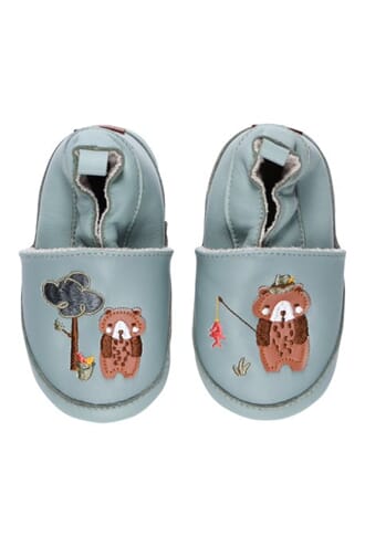 Leather Slippers Bears silver blue - MP