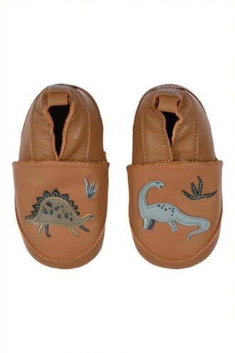 Leather Slippers Dinosaurs brown sugar - MP