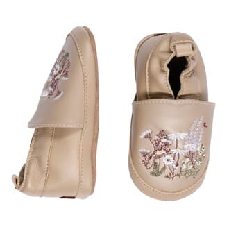 Leather Slippers Flowers beige - MP