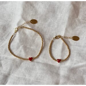 Noelle gull armbånd m/hjerte voksen - Xo Lieben